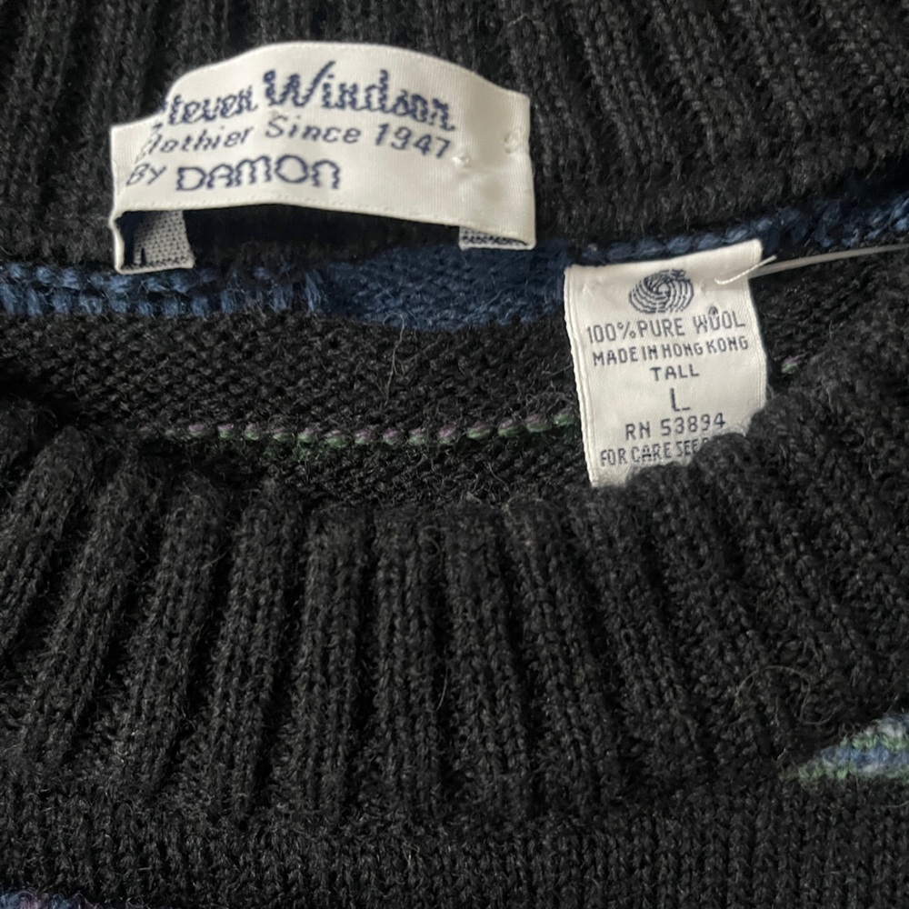 Vintage 90s pure Wool  knit sweater Steven Windson by Damon Coogi-inspired LG - Picture 6 of 7